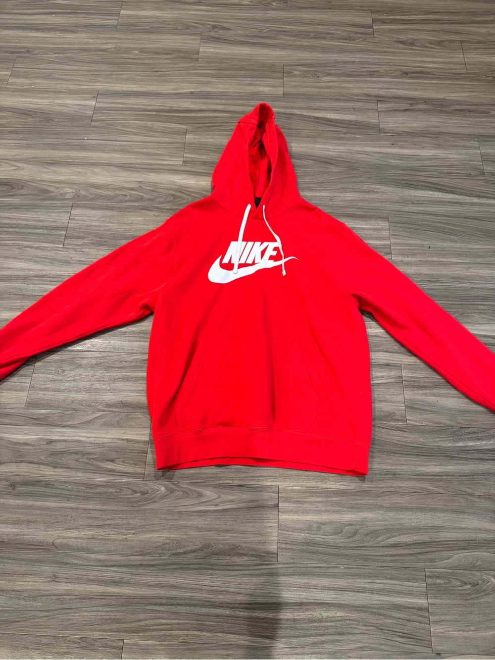 Nike Red Men's Hooded Pullover with White Swoosh